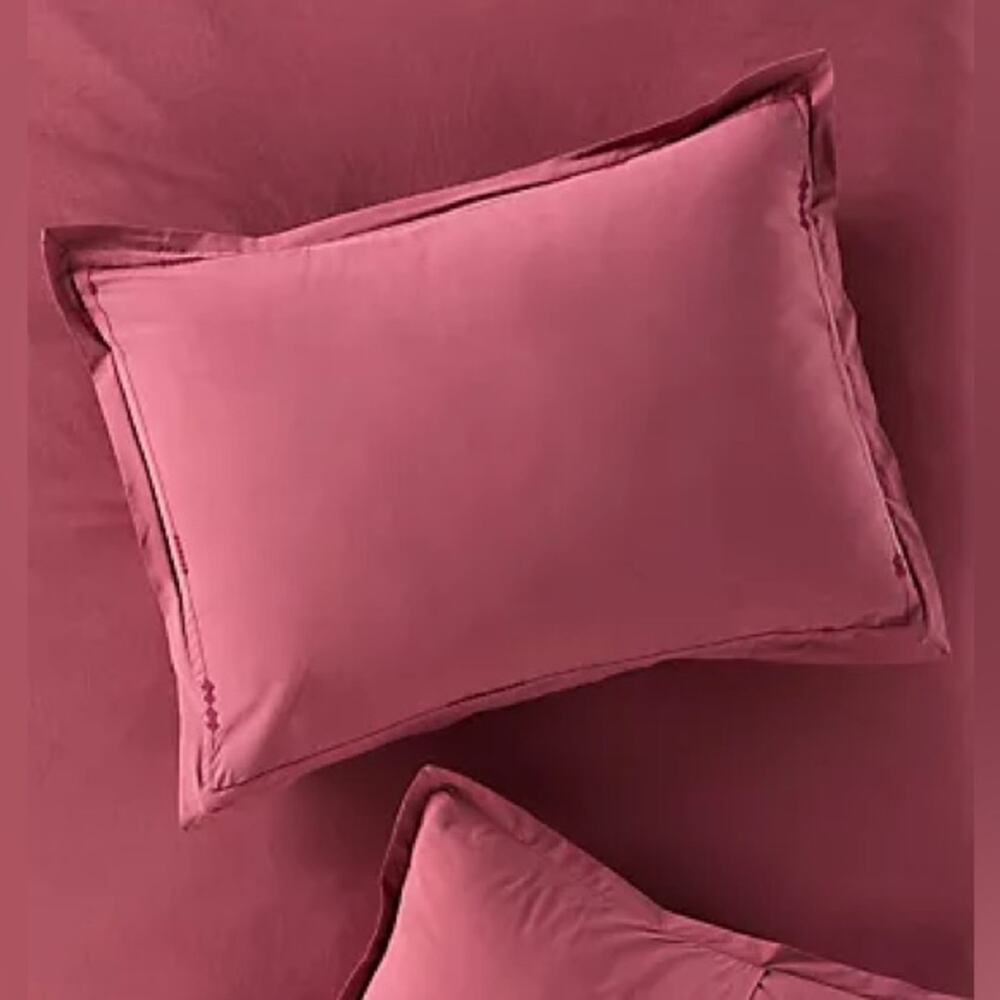 Anthropologie Taylor King Organic Cotton Percale Embroidered Shams, Set of 2